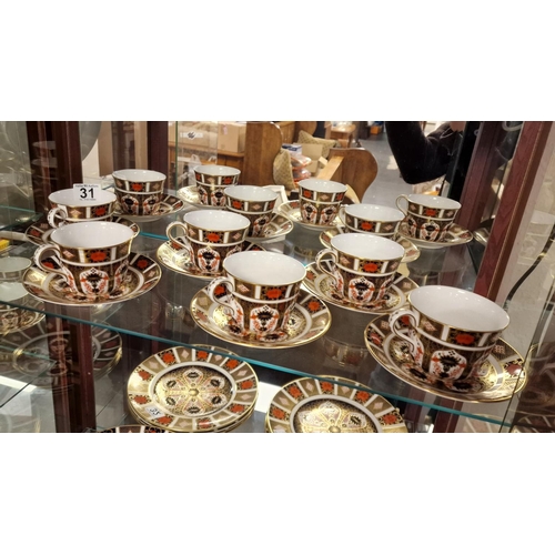 31 - Group of Six Royal Crown Derby Imari 1128 Tea Cup and Saucer Duos