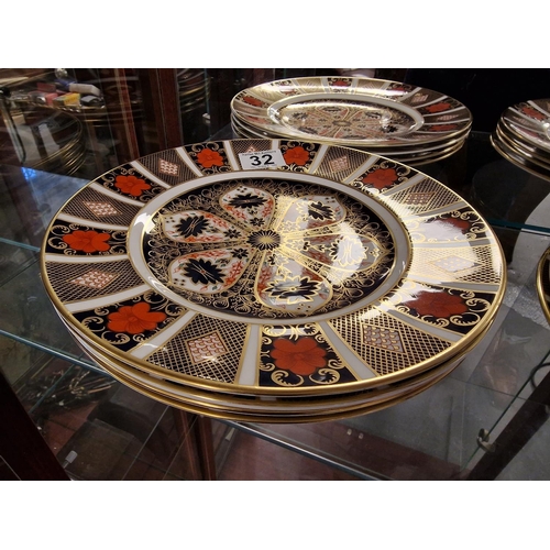 32 - Collection of Four Large Royal Crown Derby 1128 Imari 26cm Dinner Plates