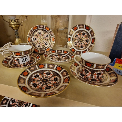 40 - 8pc Royal Crown Derby 1128 Imari Tea Set