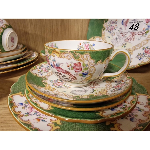 48 - 31pc Minton Green Cockatrice Tea Service