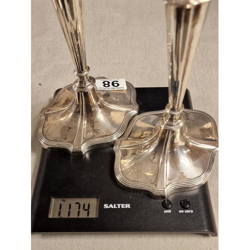 98 - Pair of Walker & Hall Sheffield Silver Hallmarked Candlesticks - total weight (filled) 1,174g