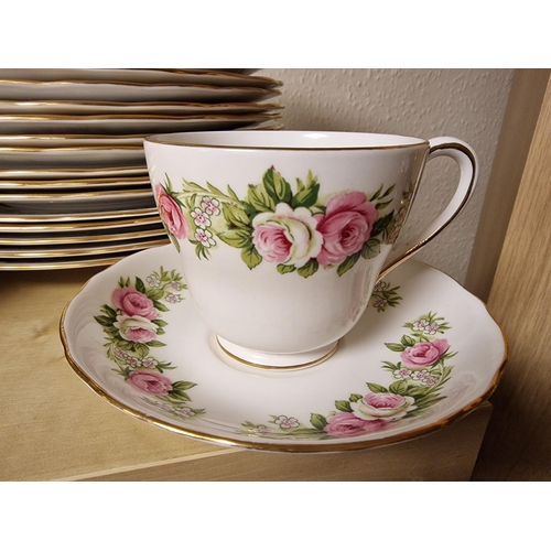 313 - Extensive Colclough Pink Roses Dinner & Tea Service