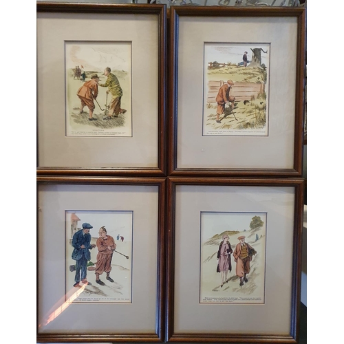 22e - Quartet of Framed 1920's Punch Almanac/Magazine Golf or Golfing Prints