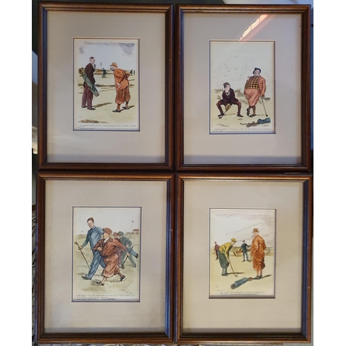 22f - Quartet of Framed 1920's Punch Almanac/Magazine Golf or Golfing Prints