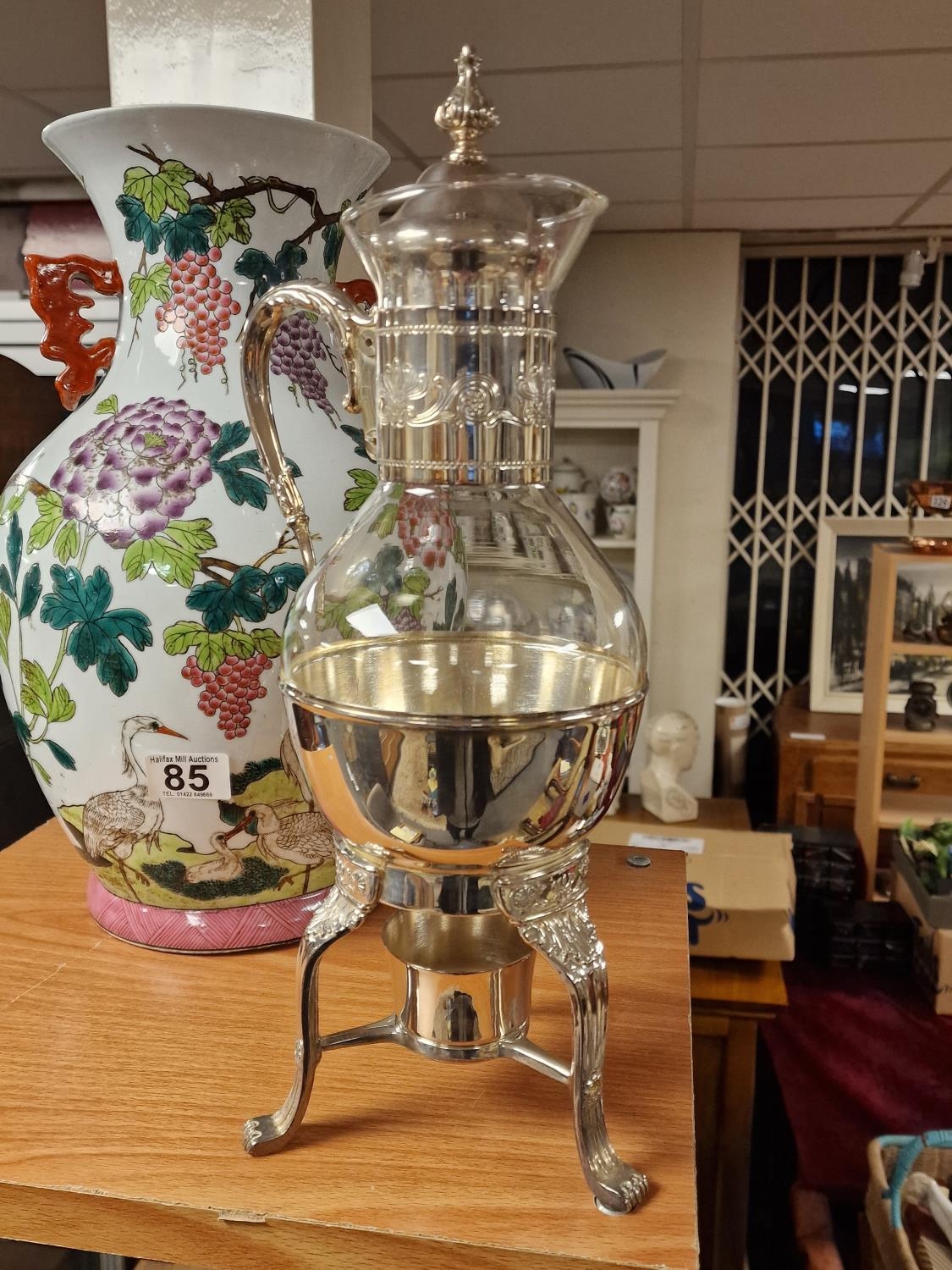 1930's Plated & Glass Claret/Mulled Wine Jug Warmer