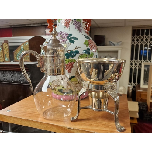 1930's Plated & Glass Claret/Mulled Wine Jug Warmer
