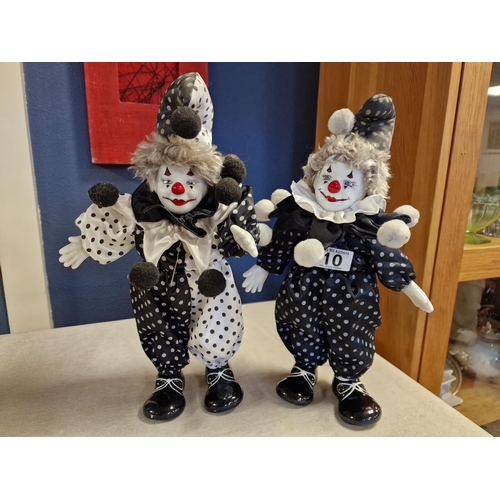 10 - Pair of Smaller Part Porcelain Decorative Fairgound Clown Figures + uniform approx, 37cm height - Ho... 