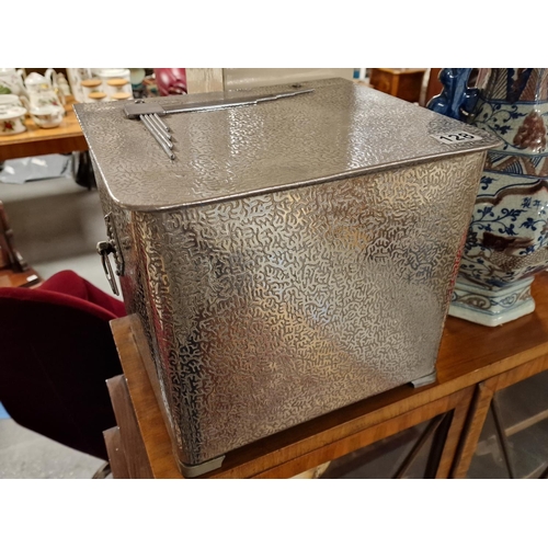 128 - Art Deco 1930's Silver Coloured Metallic Coal Scuttle Box