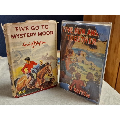 137 - Pair of First Edition Enid Blyton Books, Five Go to Mystery Moor, and Five Run Away Together