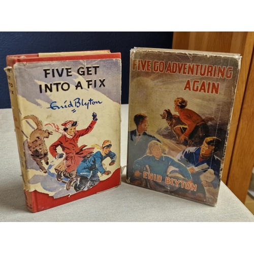 138 - Pair of First Edition Enid Blyton Books, Five Get Into a Fix and Five Go Adventuring Again