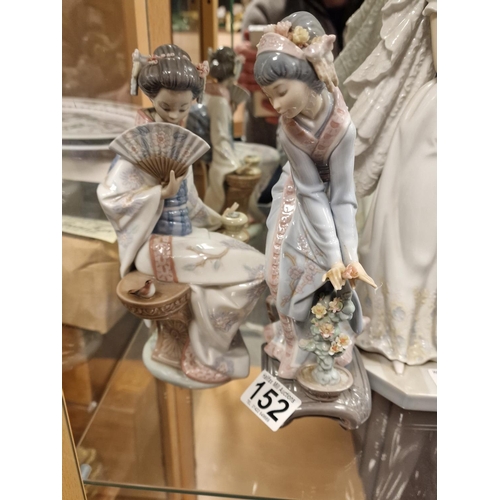 152 - Pair of Lladro Oriental Japanese Geisha Figures