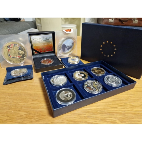 161 - Collection of Various Commemorative WW1, The Somme, Battle of Britain, Titanic etc Coin Sets