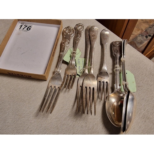 176 - Collection of Mid-Late 19th Century Hallmarked Silver Cutlery - inc London & Exeter