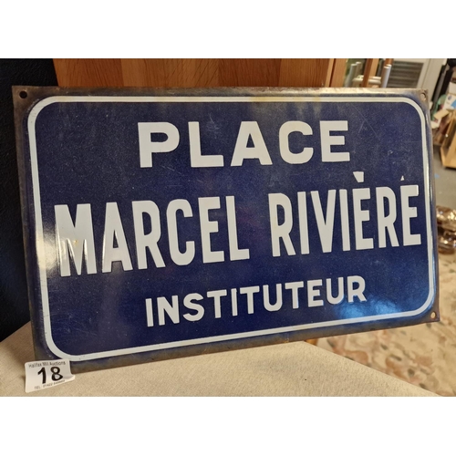 18 - Original Enamel French Street Advertising Sign 