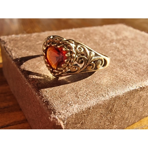 185 - 9ct Gold & Garnet Dress Ring