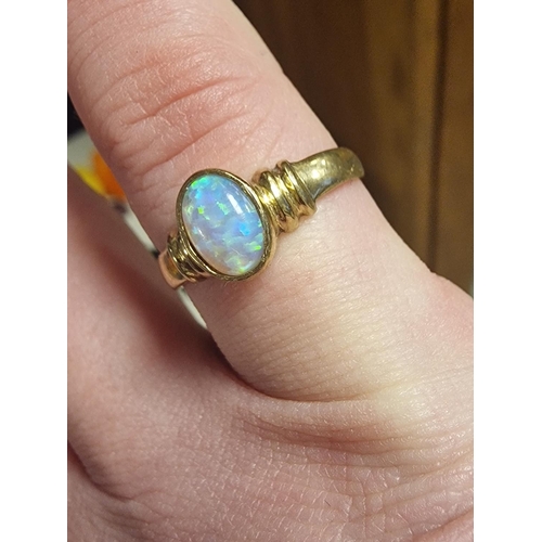 217 - 9ct Gold & Opal Dress Ring, size M+0.5