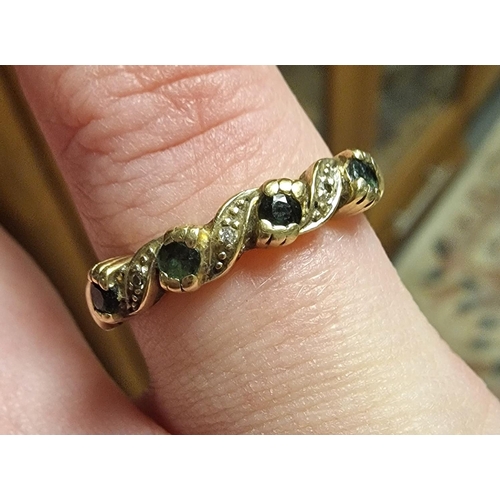 218 - 9ct Gold, Diamond & Peridot Half Hoop Eternity Ring, size M