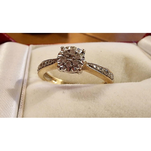 235 - 9ct Gold & Diamond Engagement Ring - size M