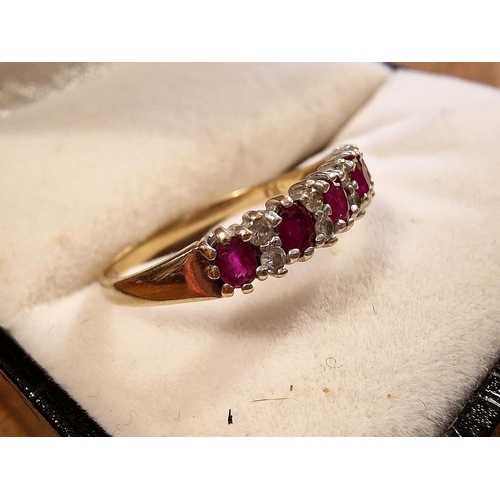 243 - 9ct Gold, Ruby & Diamond Eternity Ring, size M+0.5