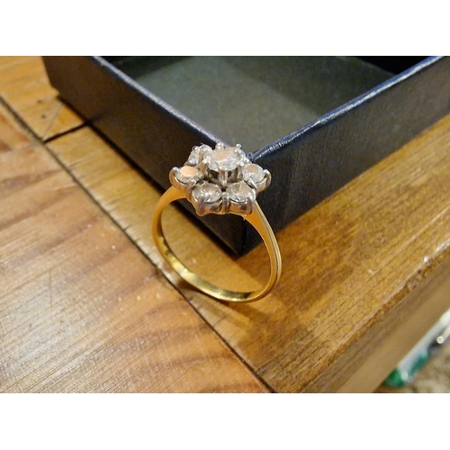 258 - Gold & Diamond Flower Cluster Ring, size M