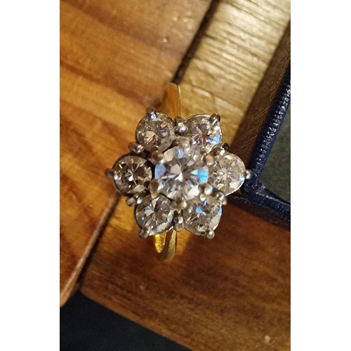 258 - Gold & Diamond Flower Cluster Ring, size M