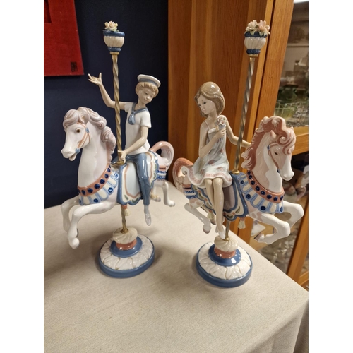 27a - Pair of Lladro 1469 & 1470 Carousel Fairground Boys & Girls Figures