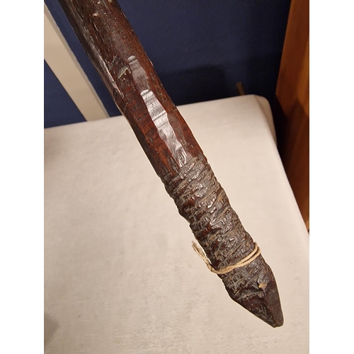 36 - Wooden Tribal Knobkerrie/Shilleagh, possibly African with carved handle - Length 23