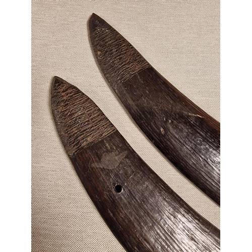 36a - Pair of Early 1930's Australian Boomerangs with carving to one end each - length 25