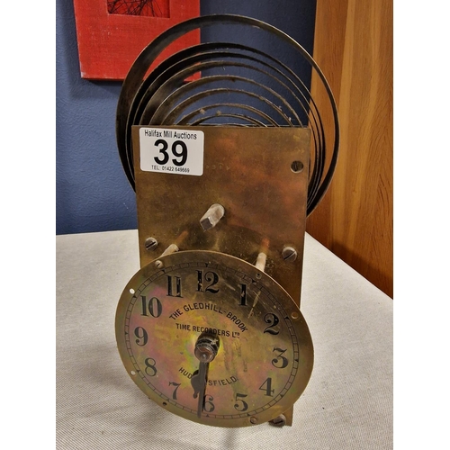 39 - Vintage Gledhill Time Recording Clock Mechanism