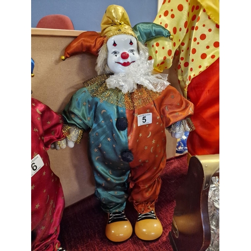 5 - Medium-Sized Part Porcelain Decorative Fairgound Clown Figure + uniform approx, 23