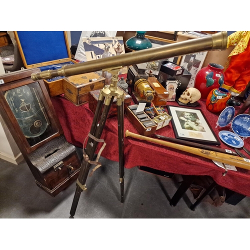 63a - Vintage Brass Ship's Telescope & Tripod