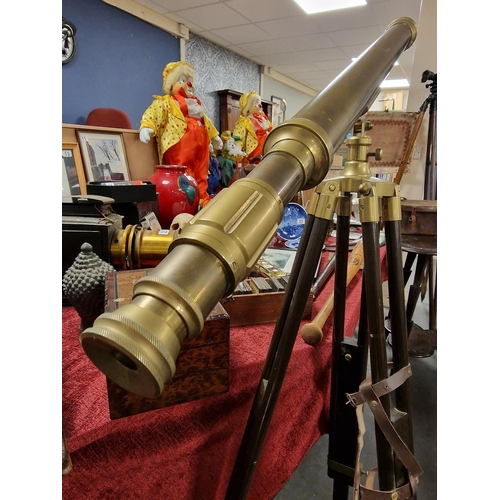 63a - Vintage Brass Ship's Telescope & Tripod