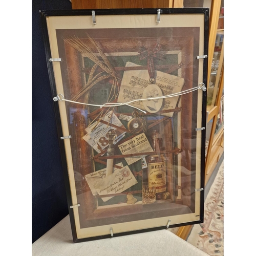 64 - Interesting 2-sided still life, featuring Bell's Scotch Whisky approx 25