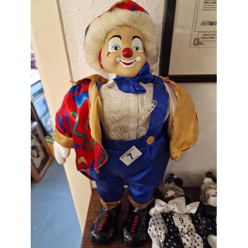 7 - Medium-Sized Part Porcelain/Part Rubber Decorative Fairgound Clown Figure + uniform approx, 23