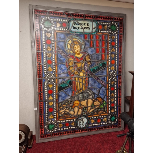 72 - Huge Religious/Church Stained Glass Style Oil on Canvas by Scottish Artist, Eric Gray - 159 x 118cm