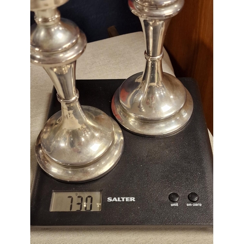 85 - Pair of 1909 Hallmarked Chester Silver Candlesticks, 730g total, approx. 8