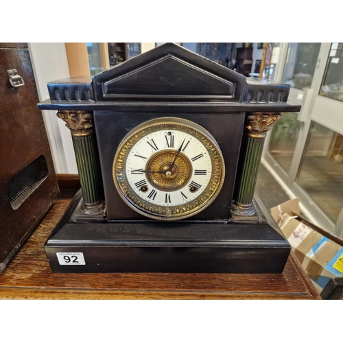 92 - American 1920's Ansonia Slate Mantel Clock