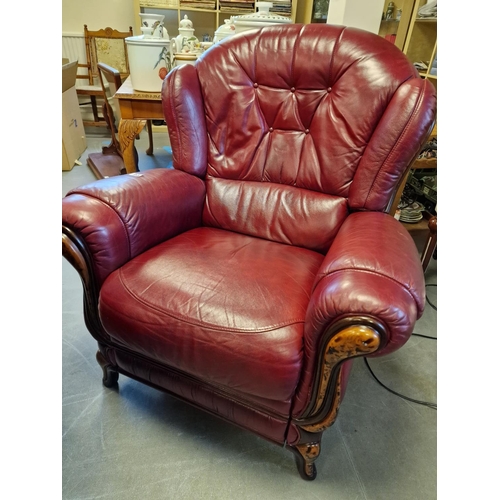 95 - Italian Bardi Red Leather Armchair - good condition