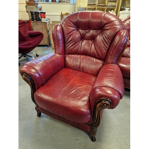 96 - Italian Bardi Red Leather Armchair - good condition