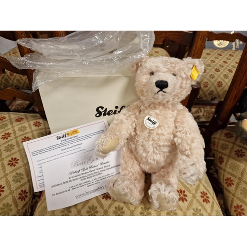 182c - Boxed Yellow Tag Steiff Pink Bear - Medium