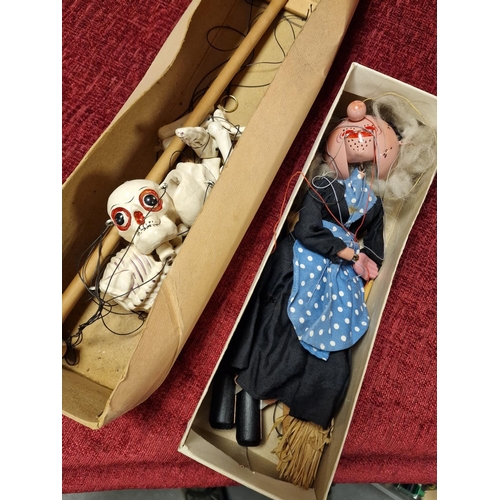 295 - Pair of Boxed Pelham Puppets inc Wicked Witch and Skeleton