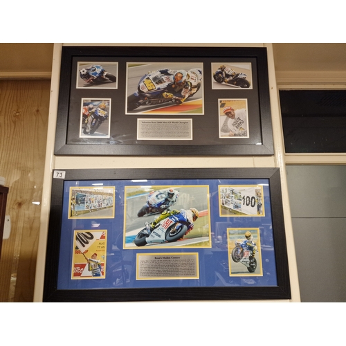 73 - Pair of Framed Valentino Rossi MotoGP Italian Motorcycling Championship Memorabilia, each approx. 31... 