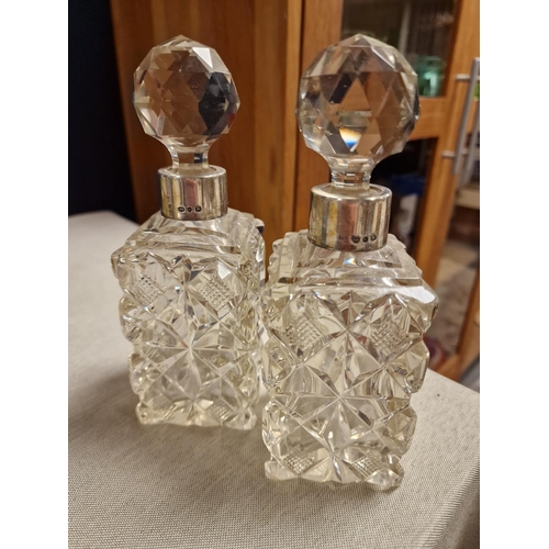 84b - Lovely Pair of Large Hallmarked Silver (Birmingham 1911) Scent Bottles