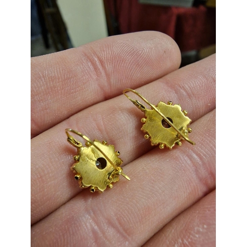 252 - Pair of Antique 15ct Gold and Diamond Earrings w/valuation