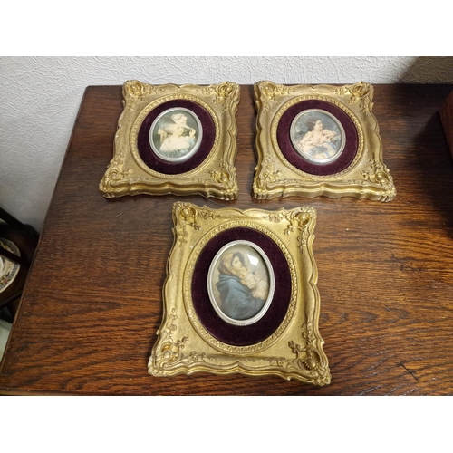 373b - 3x Antique Framed Portrait Miniatures