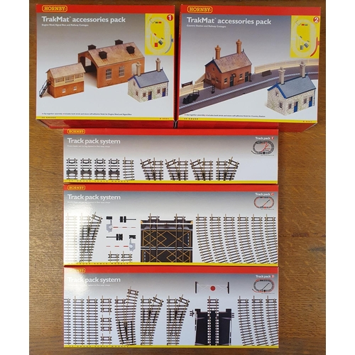 105 - Set of Three Boxed Hornby OO Gauge Train Railway Track + Two Trakmat Accessory Packs