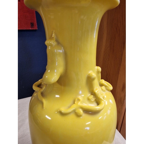 11 - Chinese Kangxi Period Yellow Ground Vase - H 30cm