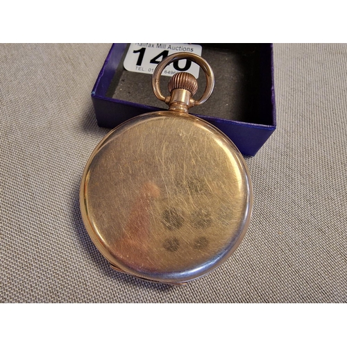 140 - 1920s Gold Plated Pocket Watch w/ Dennison Moon Casing