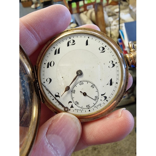 140 - 1920s Gold Plated Pocket Watch w/ Dennison Moon Casing