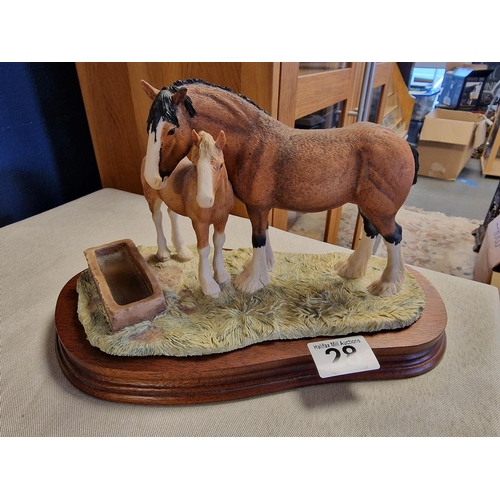 28 - Border Fine Arts JH32 'Spring Pastures' Mare and Foal Figure by Ray Ayres with Wood Base - James Her... 